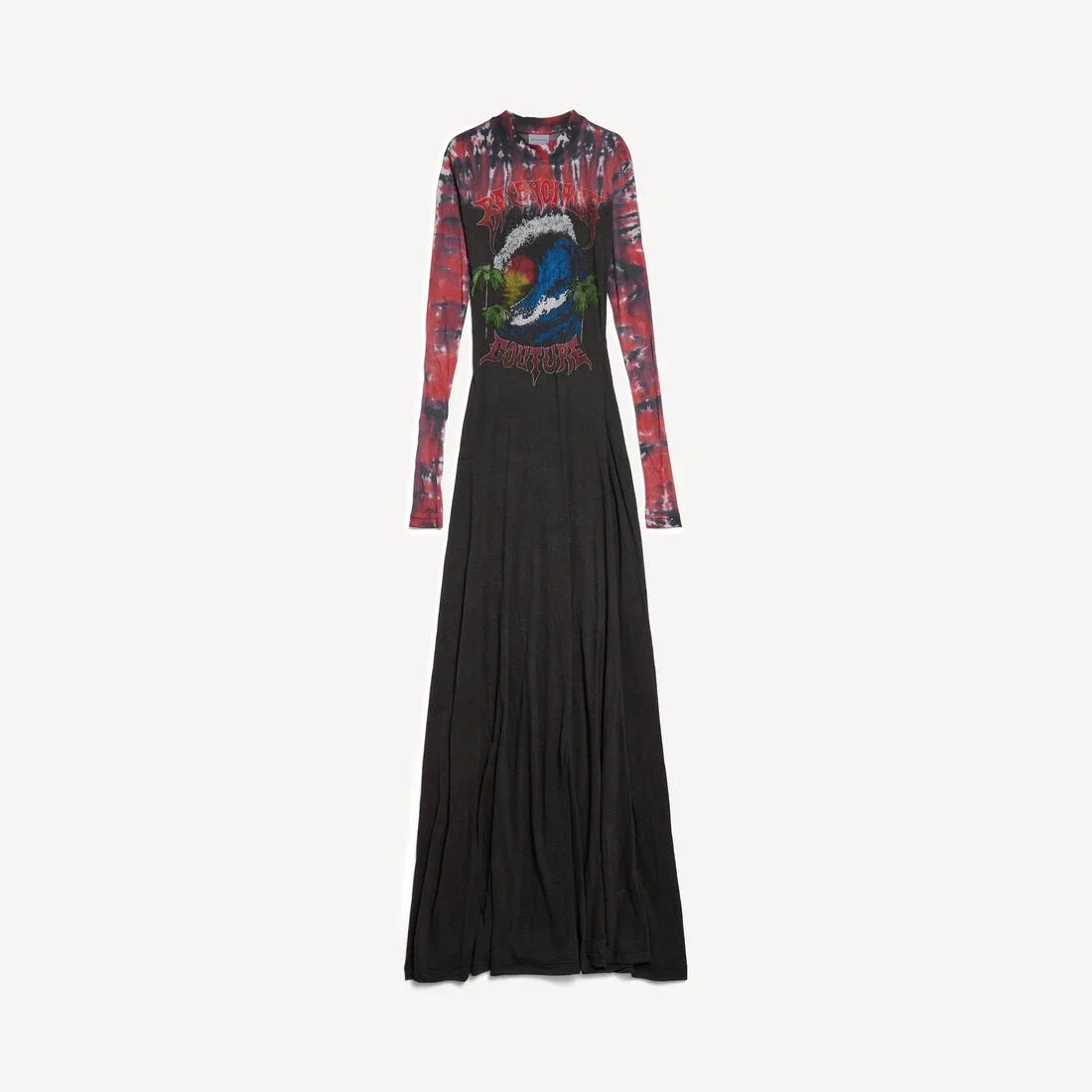 Women's Extreme Tie Dye Long Sleeve Dress in Black - 1