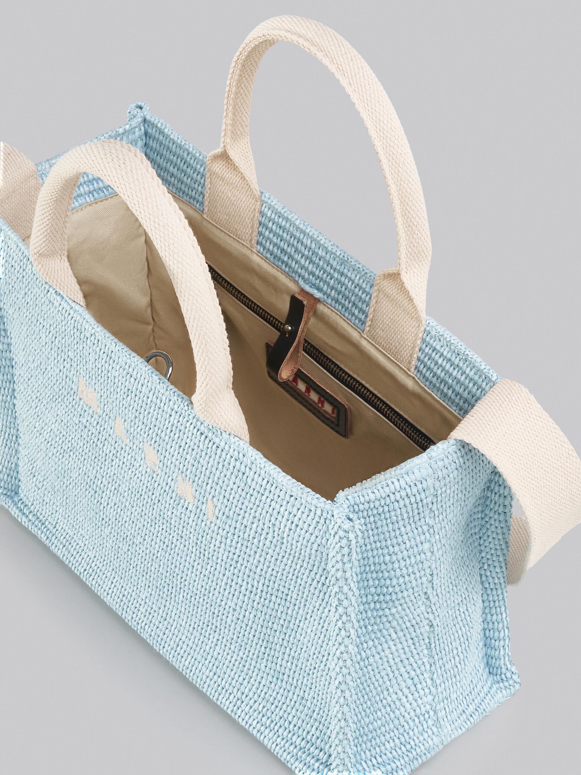 LIGHT BLUE RAFFIA SMALL TOTE BAG - 4