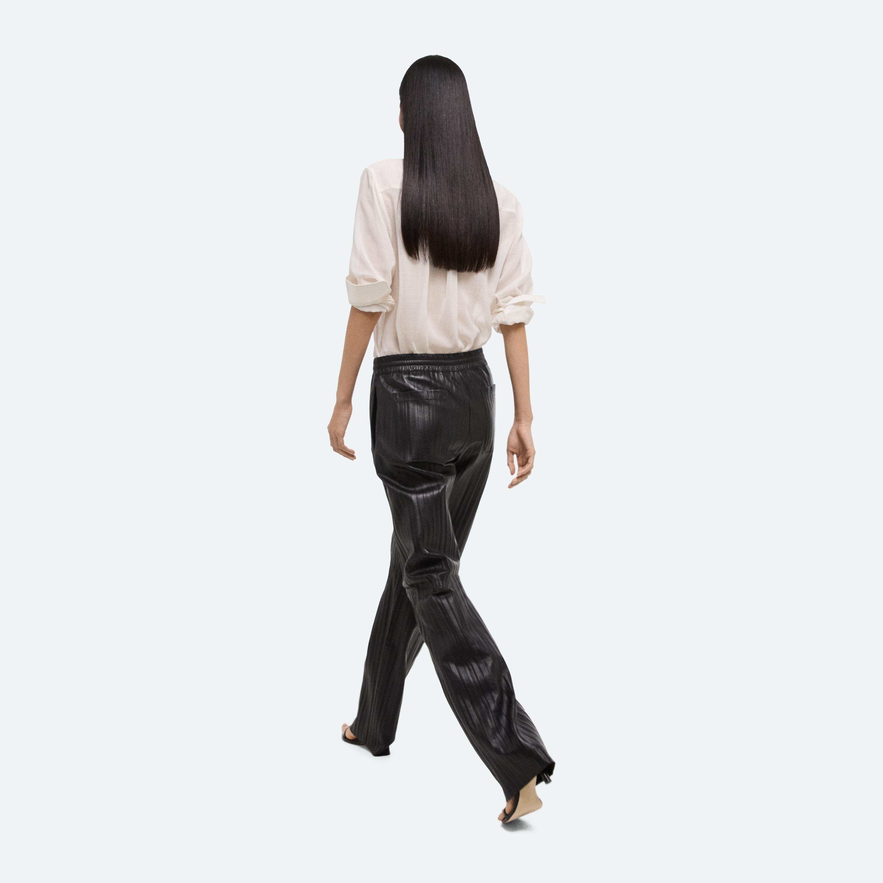 PLEATED LEATHER CAR TROUSER - 7