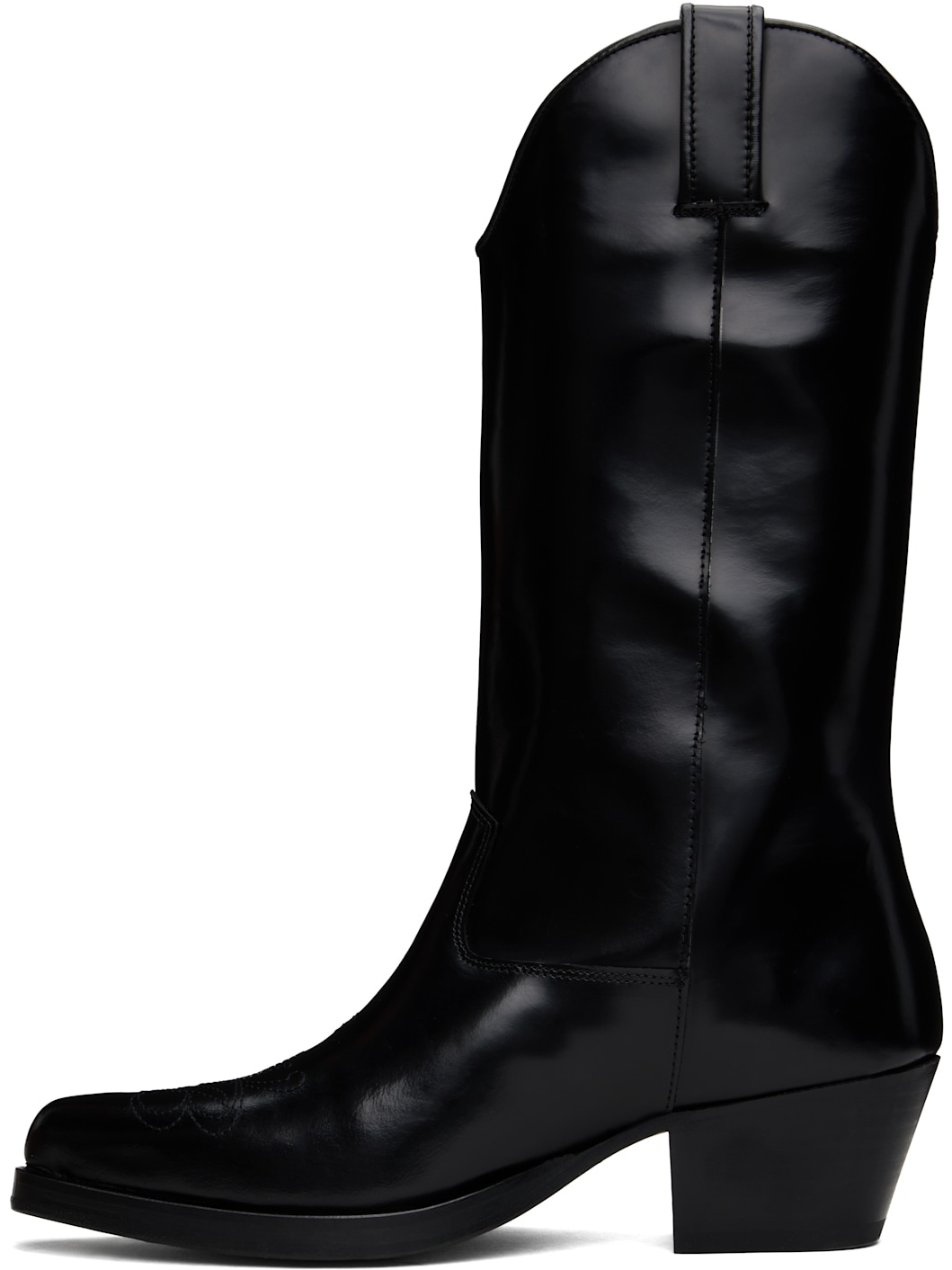 Black Rose Studded High Western Boots - 3