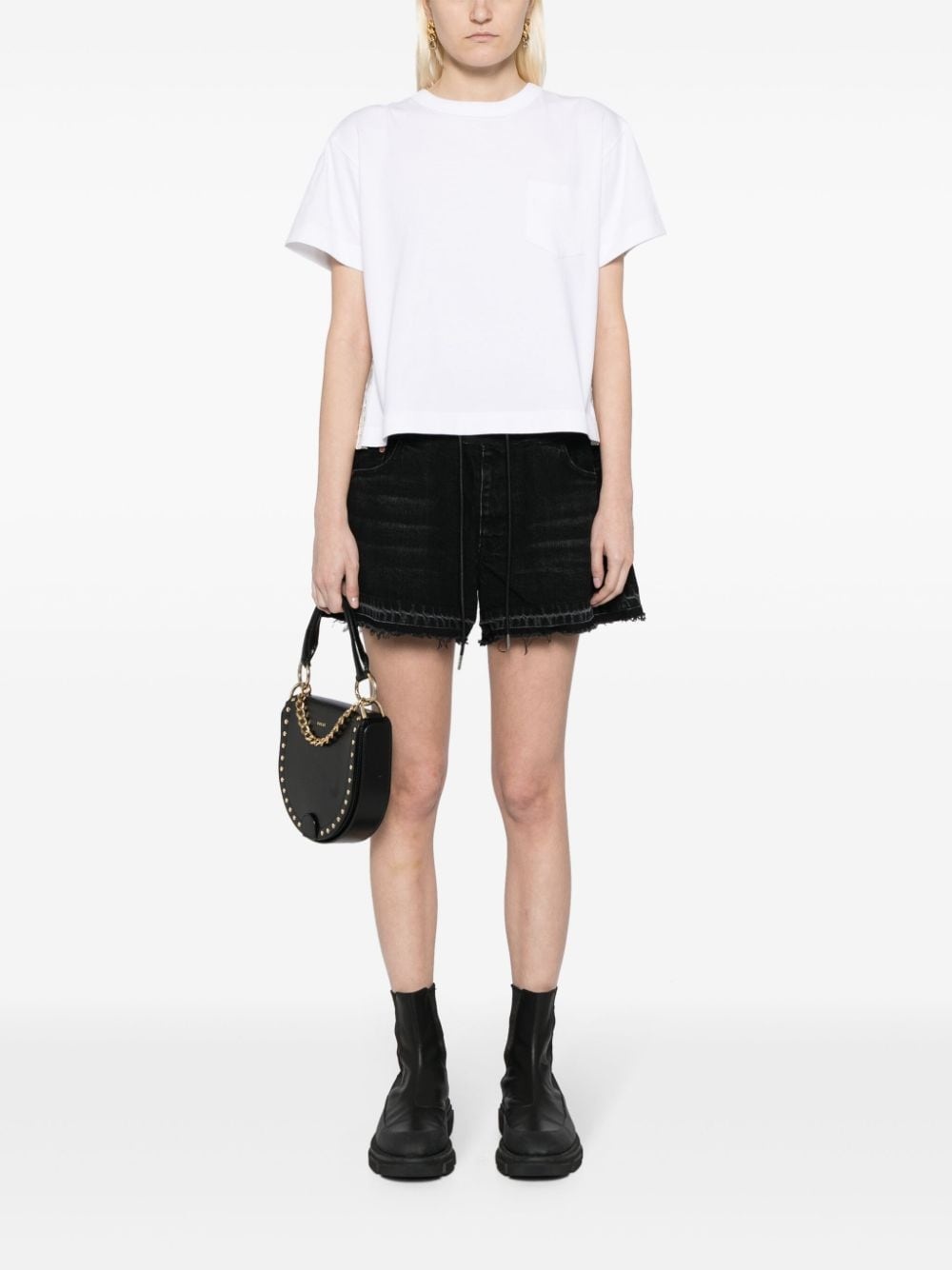 drawstring-waist denim shorts - 2