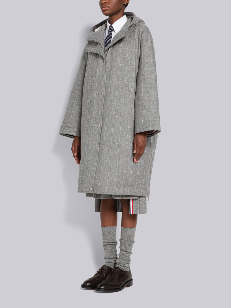 Thom Browne Windowpane Flannel Oversized Down Football Parka outlook