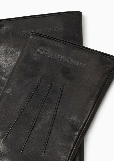 EMPORIO ARMANI Lambskin nappa leather gloves with baguette detail outlook