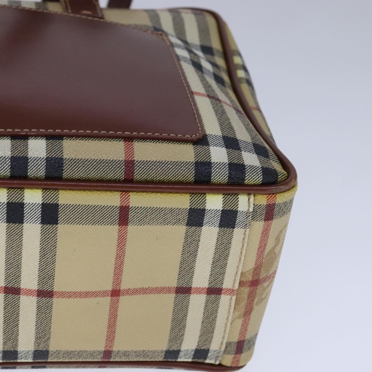 Burberry Nova Check Hand Bag Pvc Leather Beige - 9