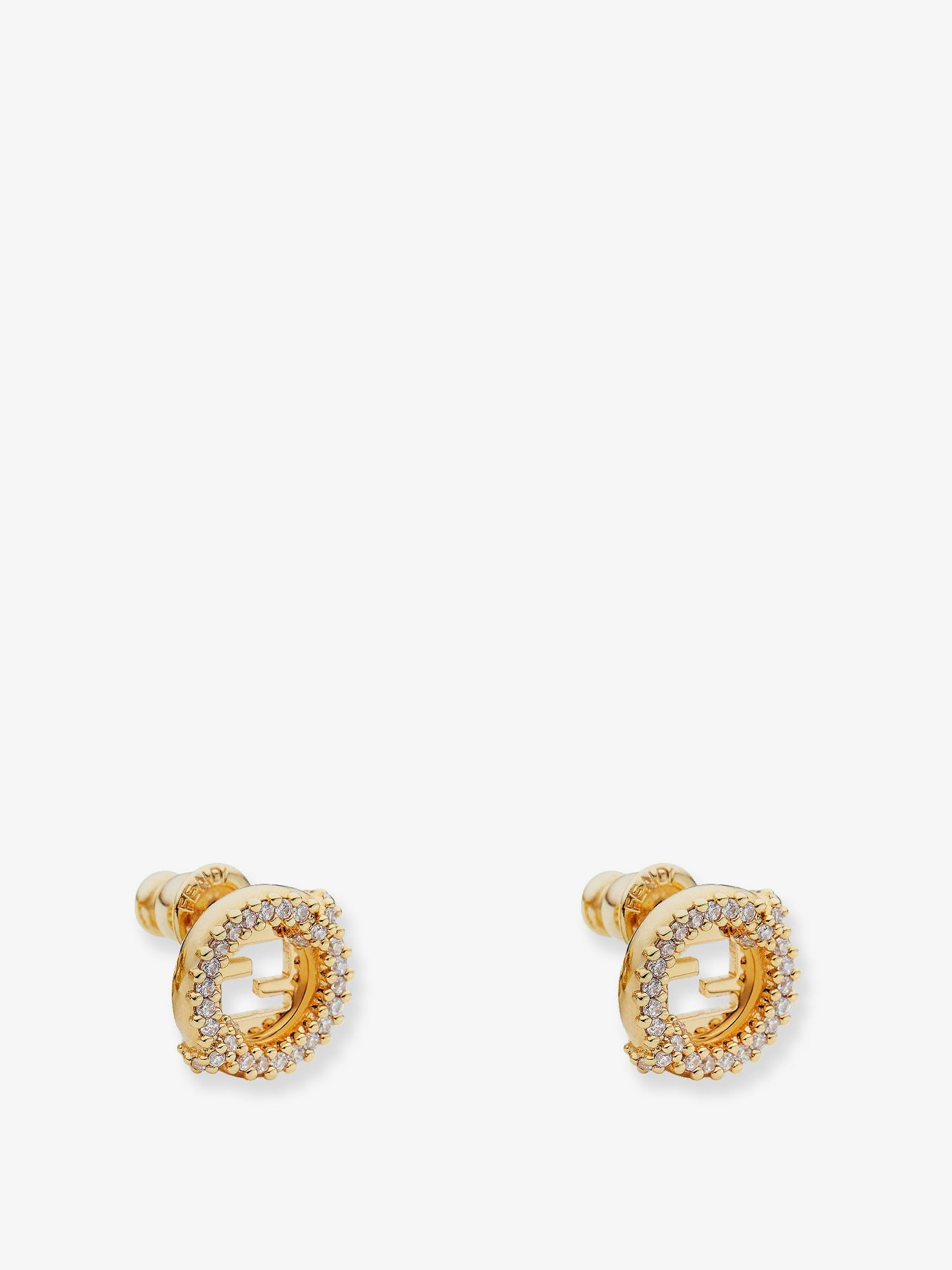 Fendi Women Everround Metal Earrings With Rhinestones - 2