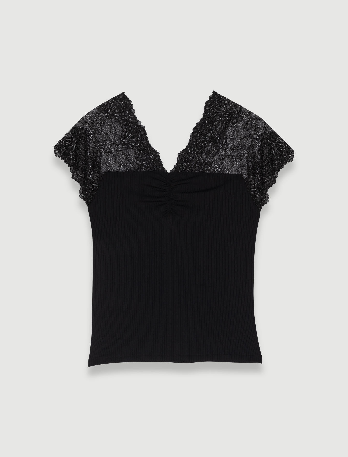 Jersey top with lace trim - 1