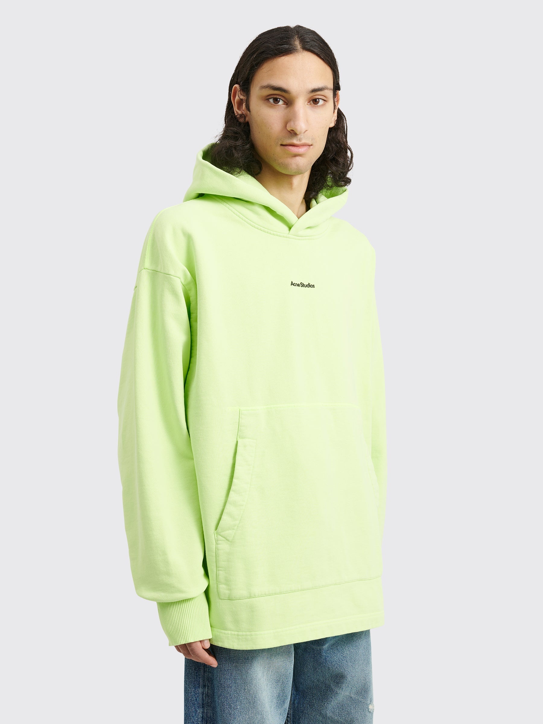 ACNE STUDIOS HOODED SWEATSHIRT FLUO GREEN - 4