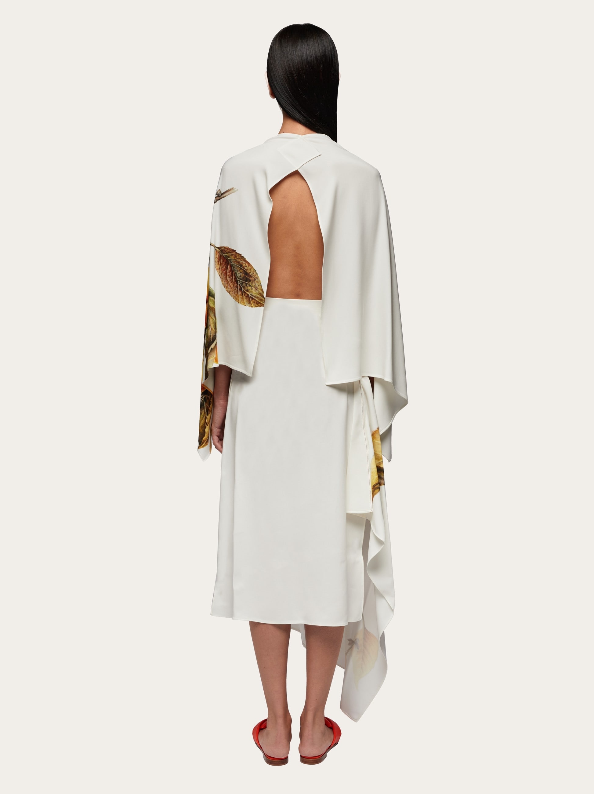 Asymmetric dress with botanical print - 4