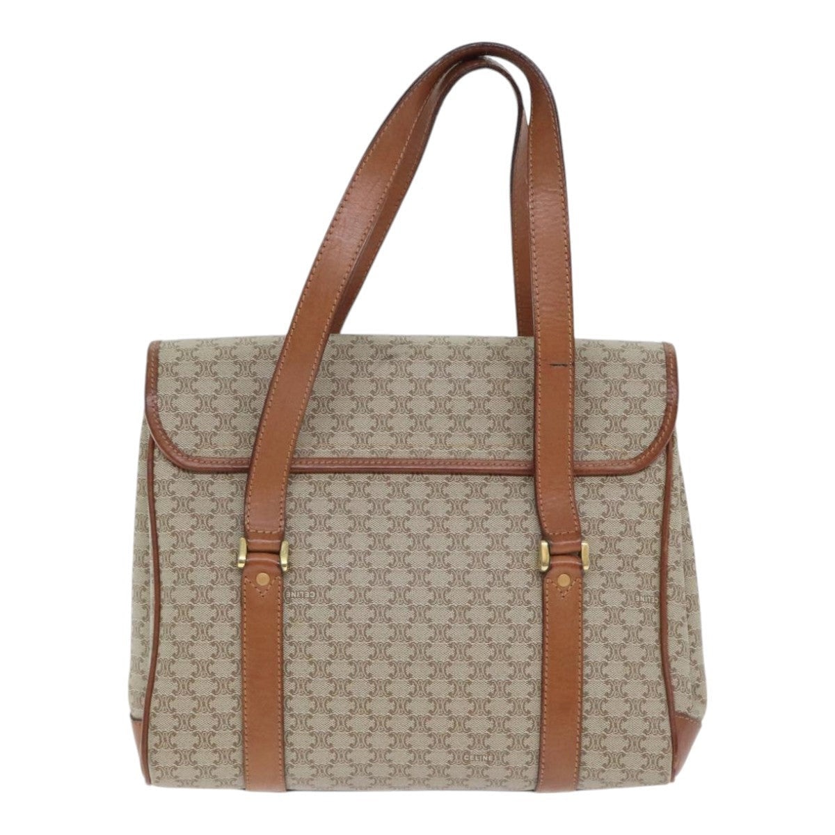 CELINE Macadam Canvas Hand Bag Beige Gold - 2