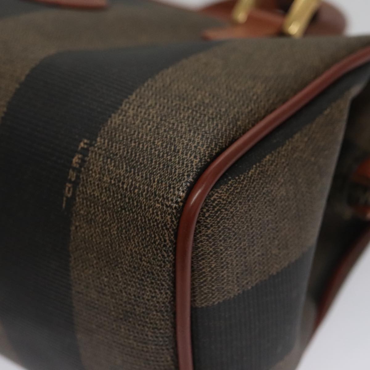 FENDI Pecan Canvas Mini Hand Bag Brown Black - 9