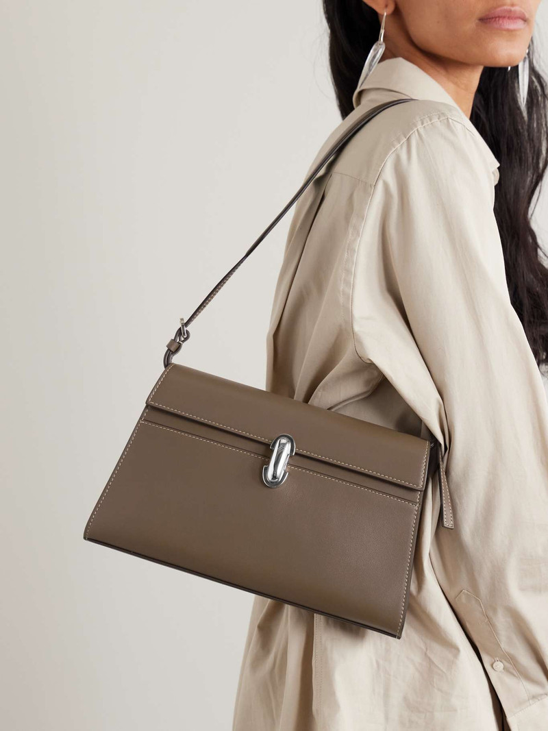 SAVETTE Symmetry leather shoulder bag Dark brown outlook
