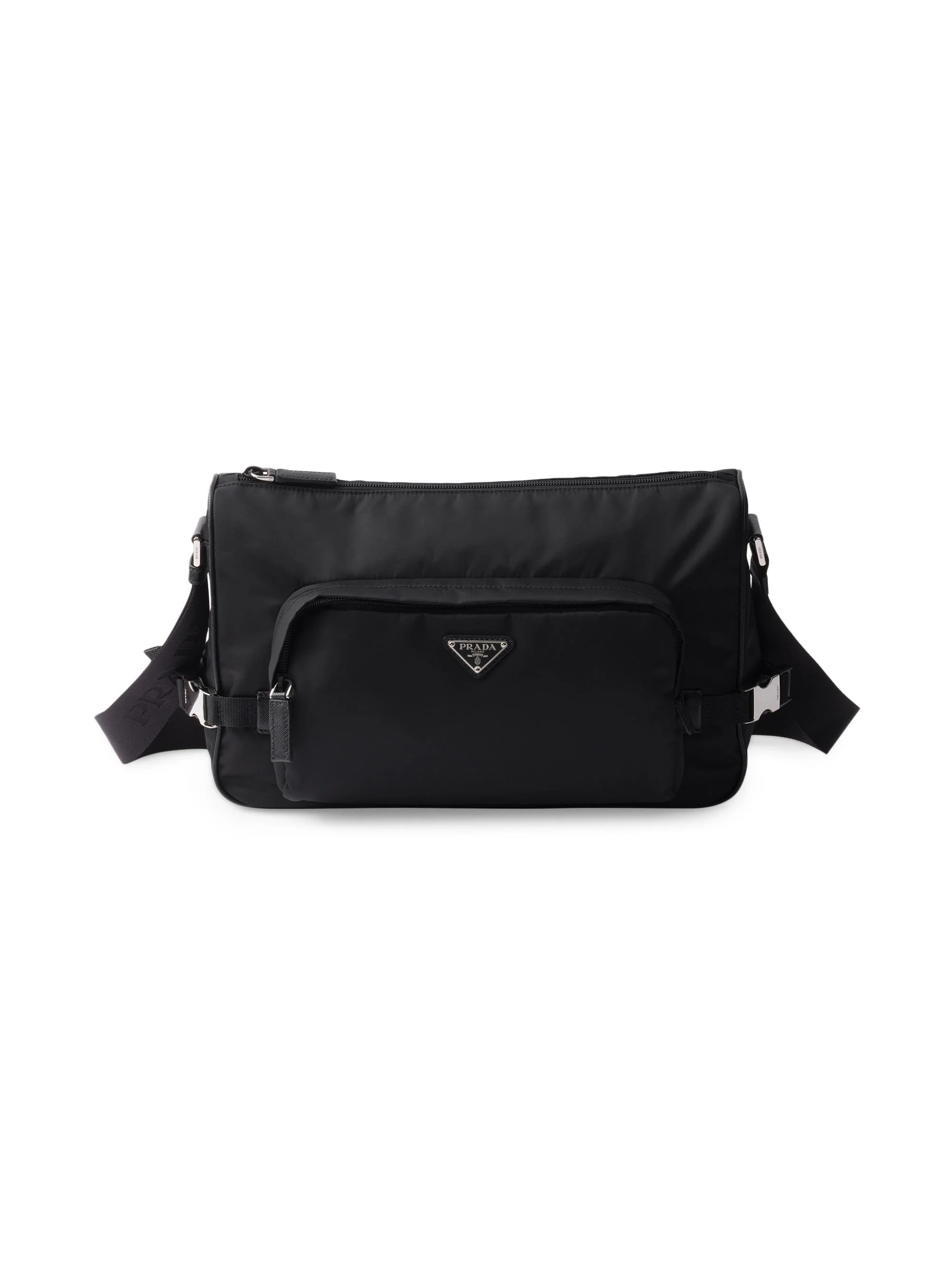 Men's Re-Nylon and Saffiano Leather Shoulder Bag - Black - 1