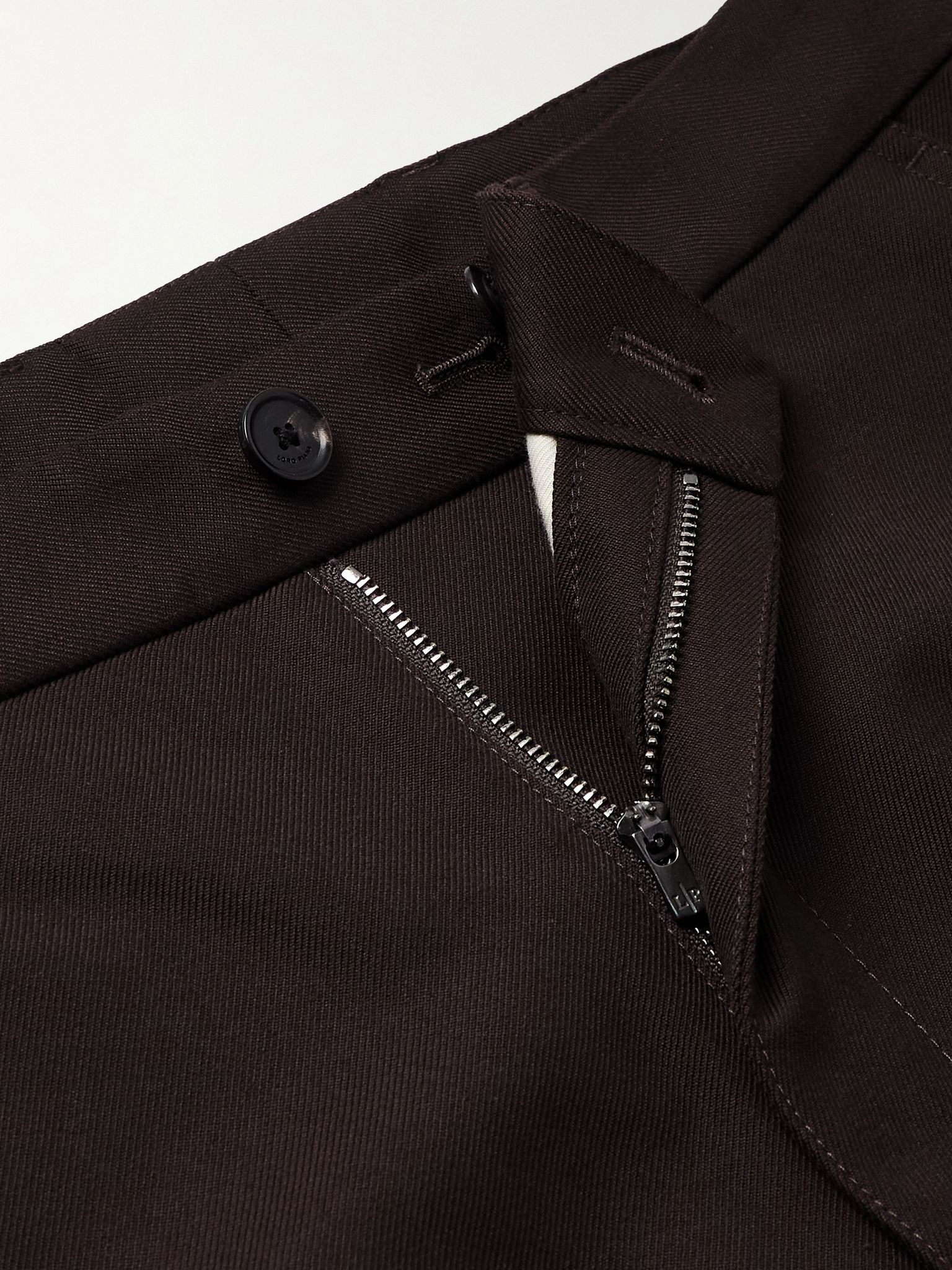 Harper Portland Straight-Leg Wool and Cotton-Blend Twill Trousers Dark brown - 6