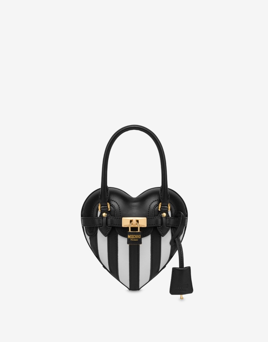 MOSCHINO HEARTBEAT STRIPED CALFSKIN BAG - 7