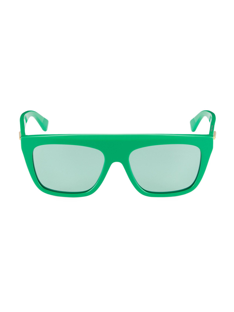 Men's 57MM Flat-Top Mask Sunglasses - Green Green Green 1