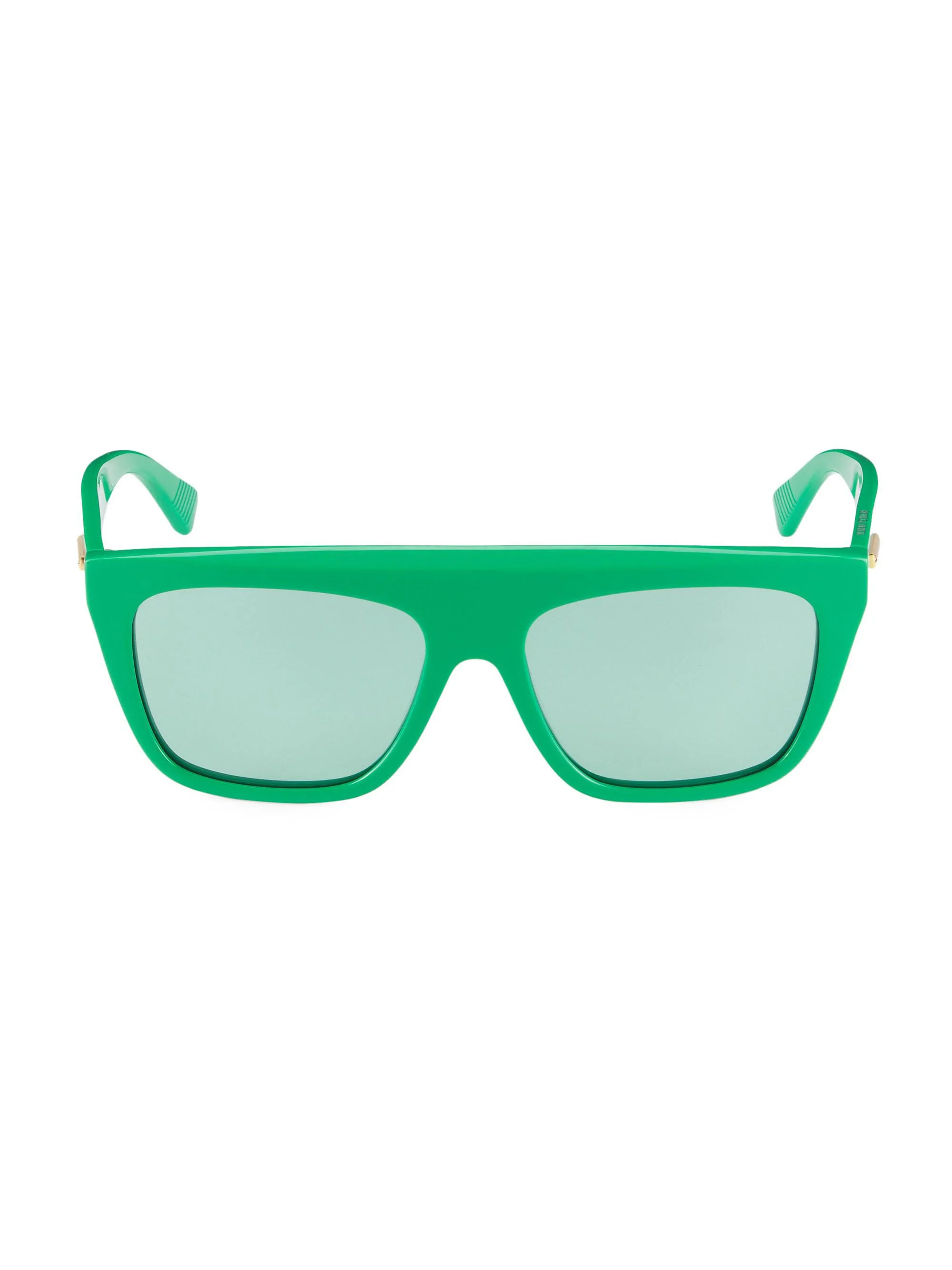 Men's 57MM Flat-Top Mask Sunglasses - Green Green Green - 1