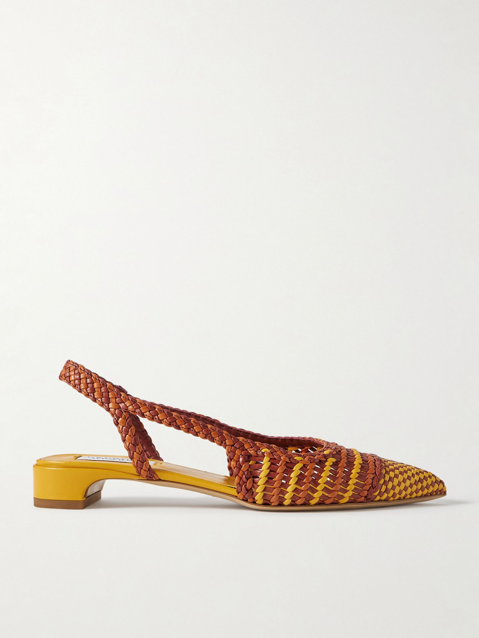 Perro woven leather slingback pumps Orange - 1