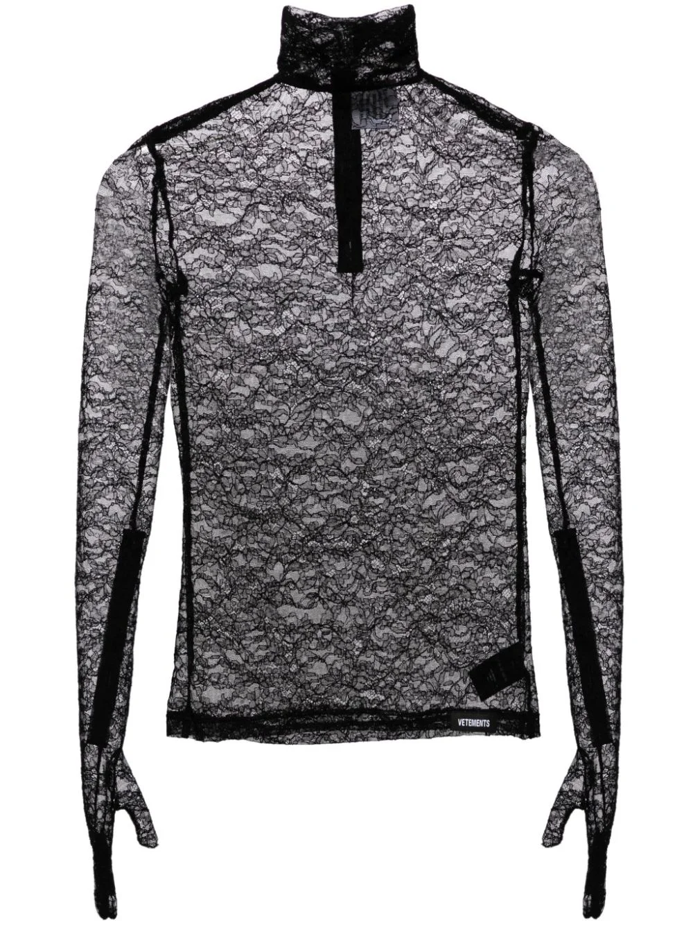 floral-lace glove-sleeve top - 1