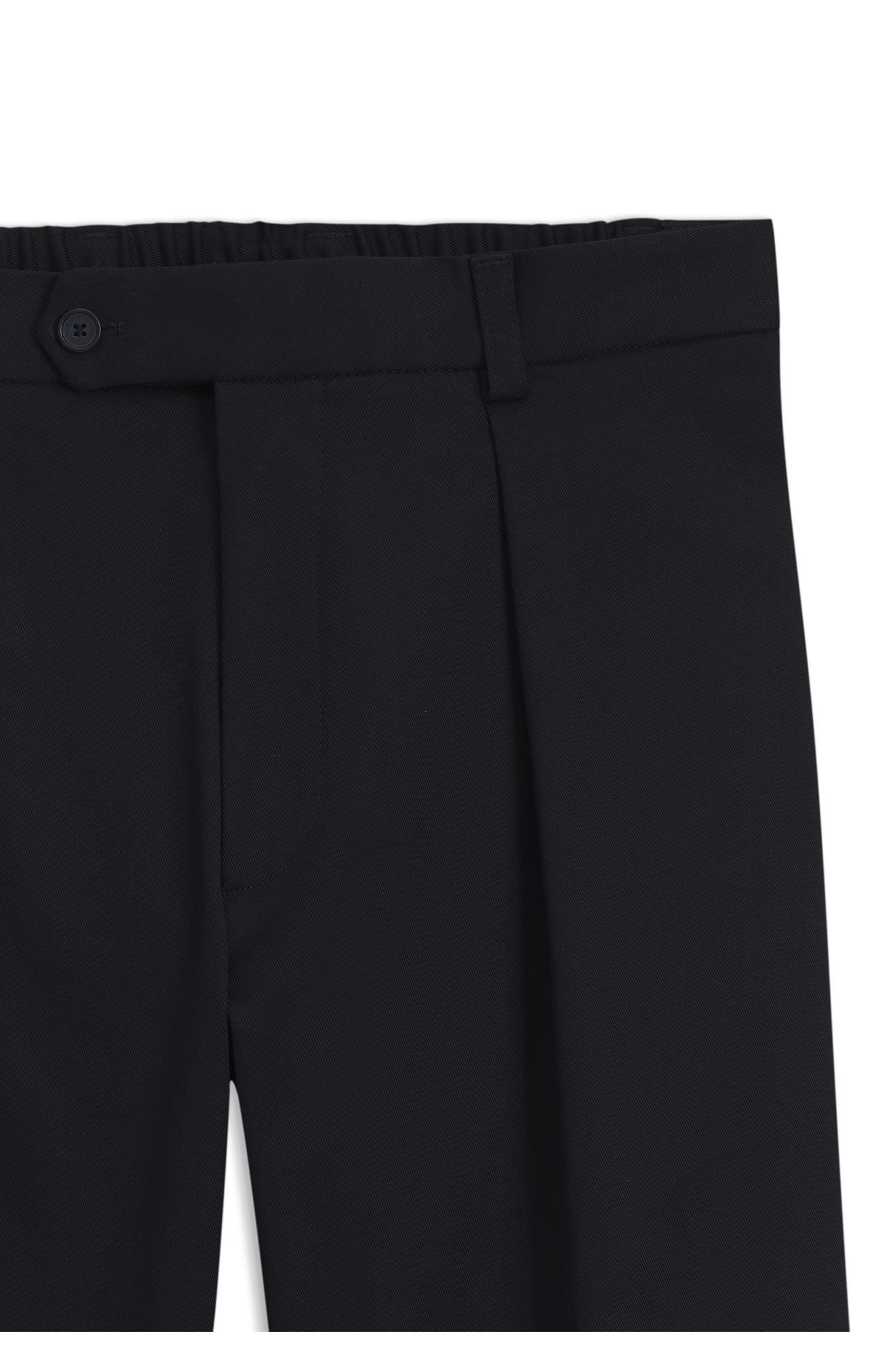 BOSS Pleated Cotton Stretch Twill Dress Pants in Dark Blue at Nordstrom - 6