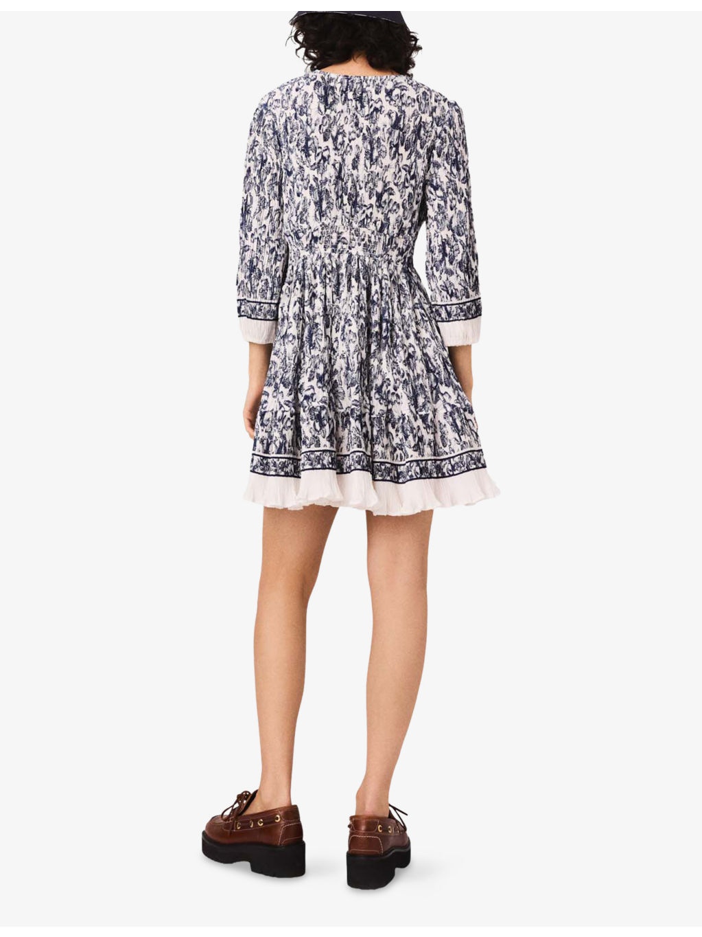 Fruit-Print Elasticated-Waist Pleated Woven Mini Dress - 4