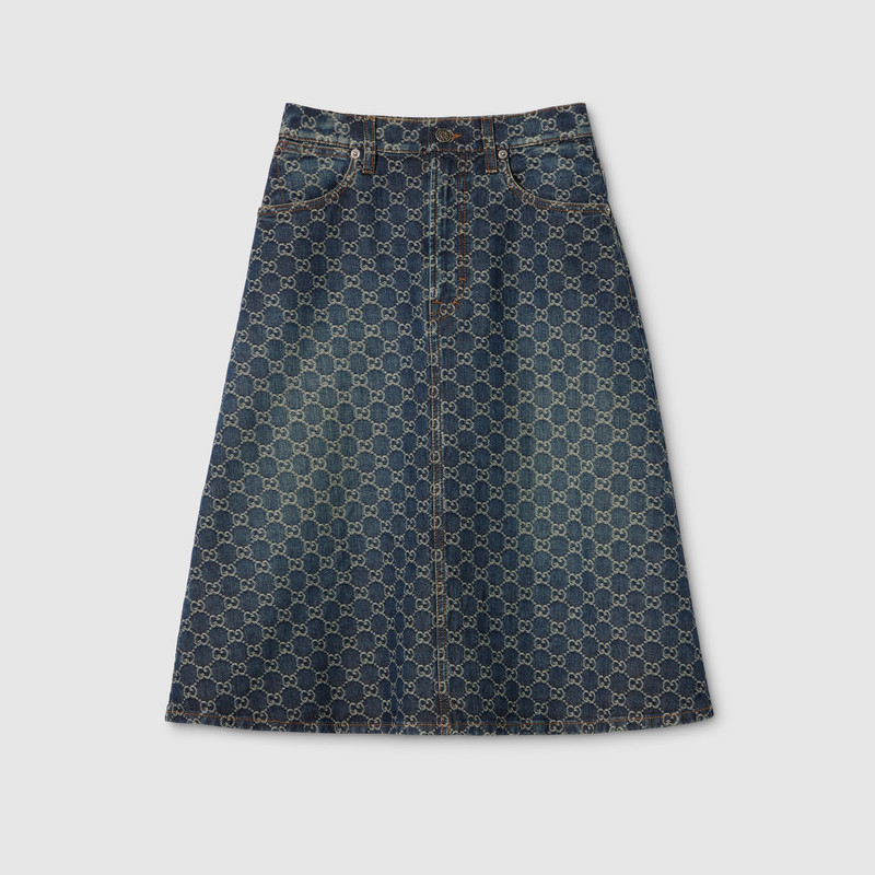 GG cotton denim jacquard skirt 1