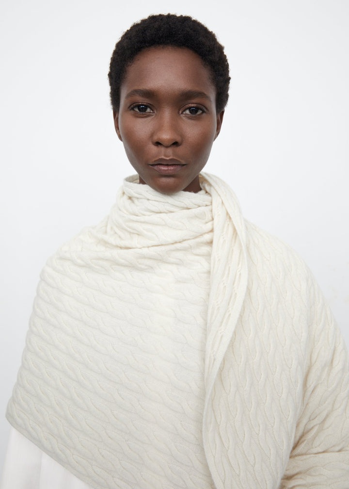Cable knit cashmere scarf off-white - 4
