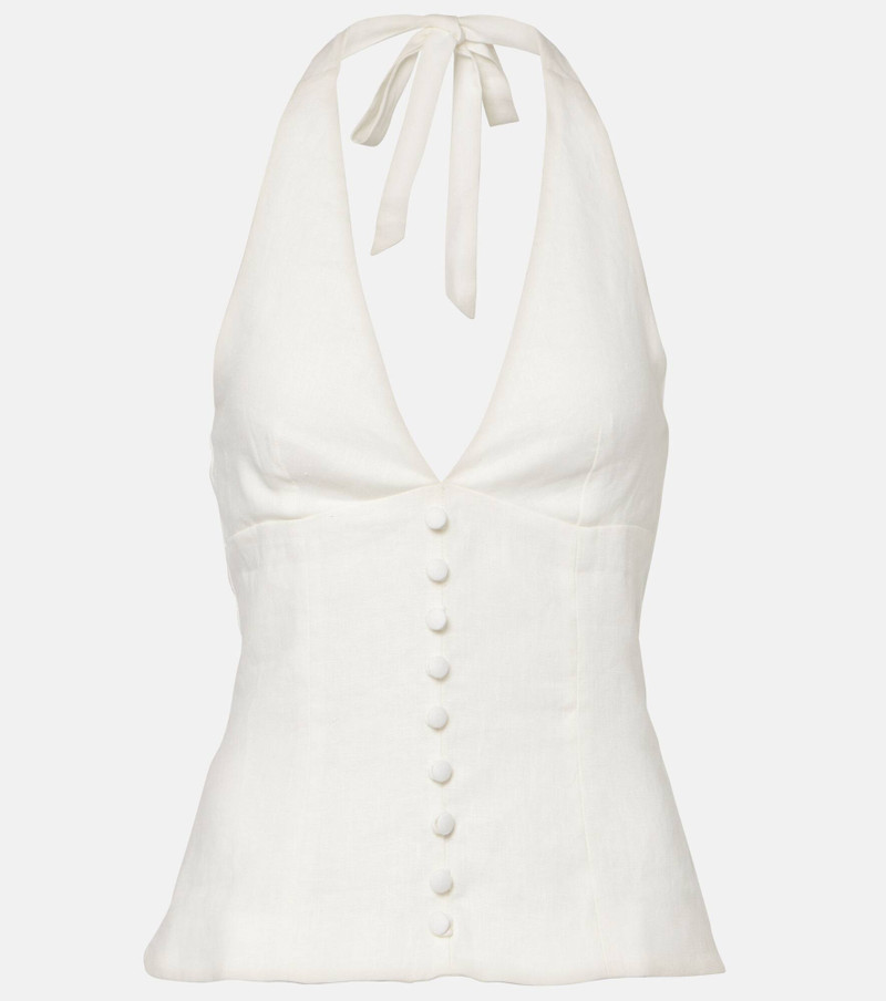 Marie shirred halterneck linen top 1