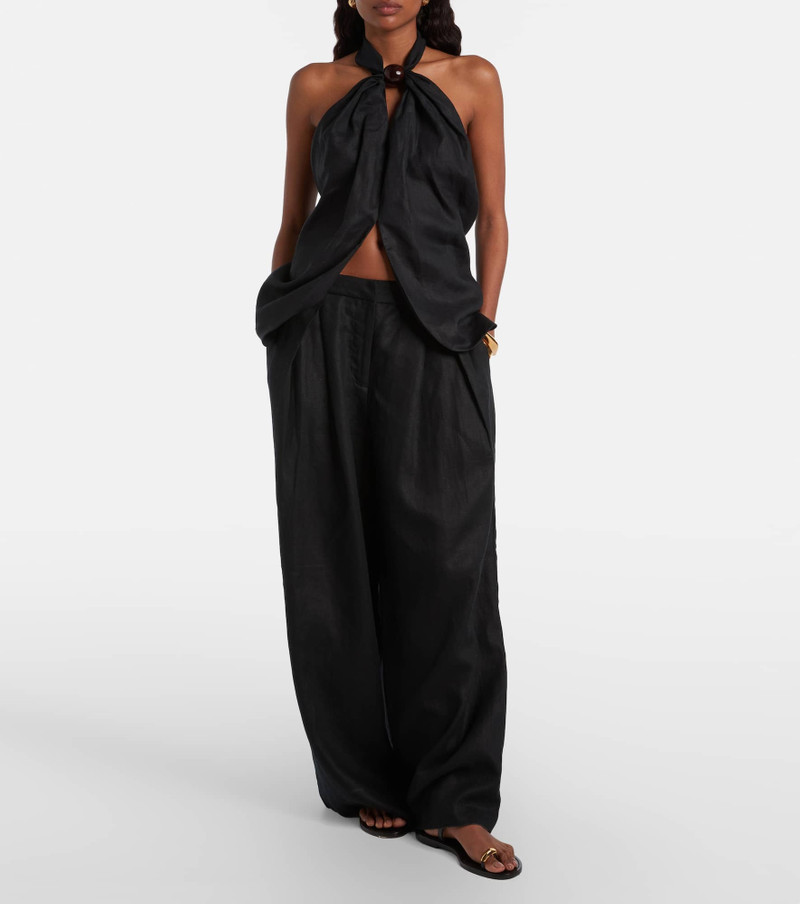 FAITHFULL Sofia pleated linen wide-leg pants outlook