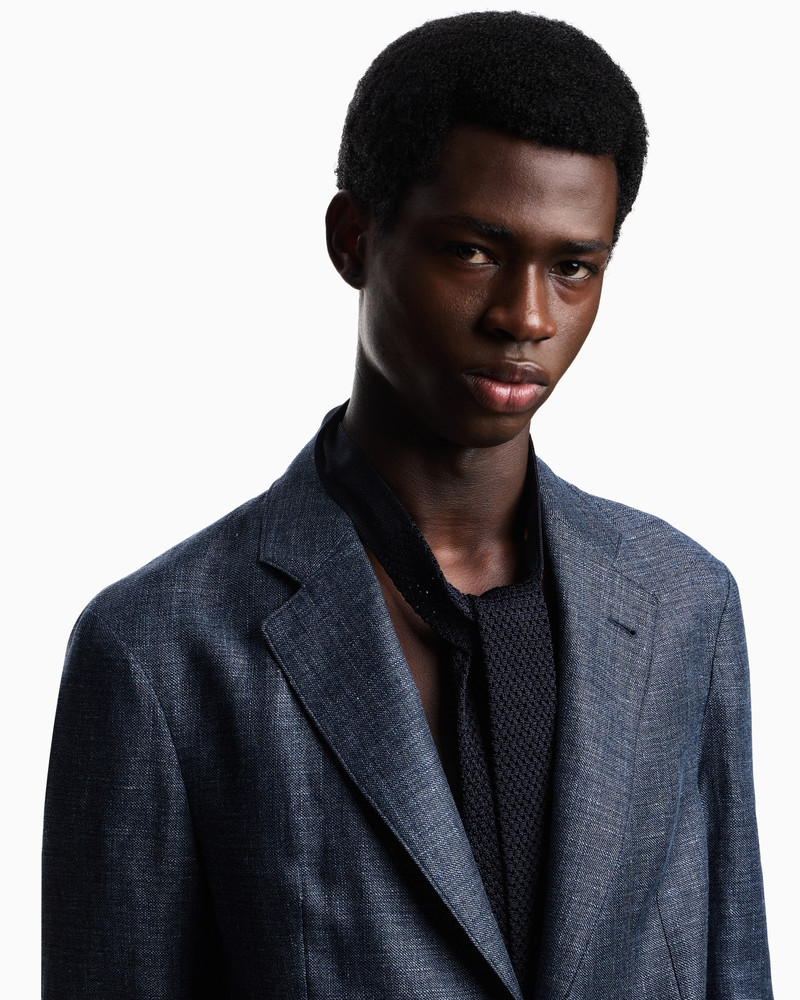 FADED LINEN AND WOOL SINGLE-BREASTED JACKET 5