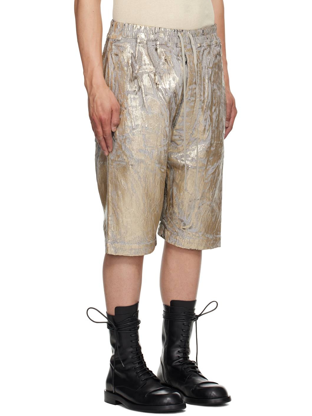 Gold Hollywood Drawstring Pods Denim Shorts - 2
