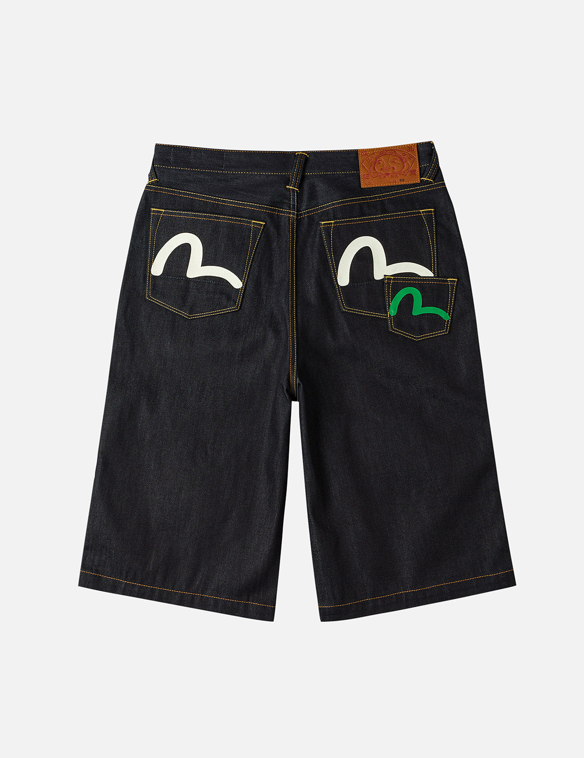 Seagull Print and Multi-Pocket Fashion Fit Denim Shorts - 4
