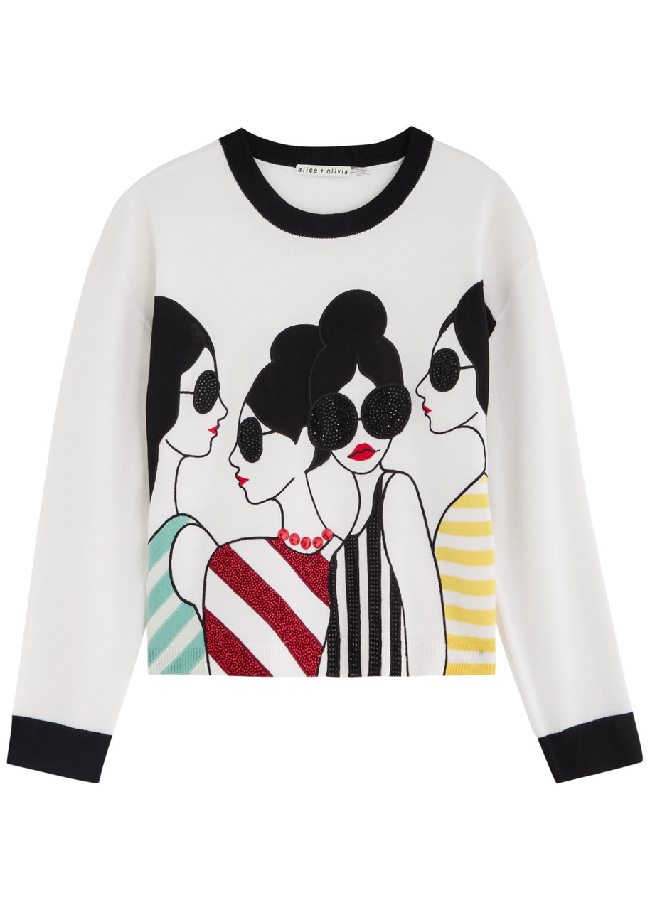 Alice + Olivia Gleeson Embellished Stretch-wool Jumper - 1