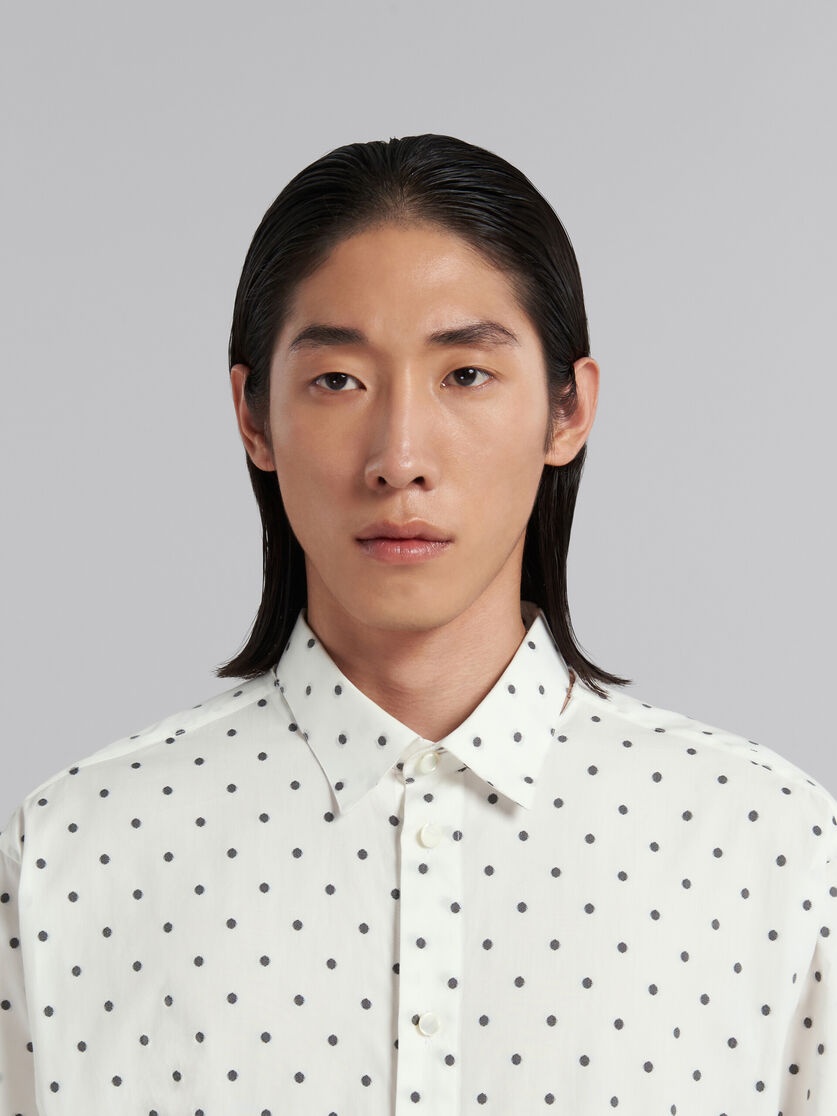 WHITE POPLIN LONG-SLEEVED SHIRT WITH POLKA DOTS - 4