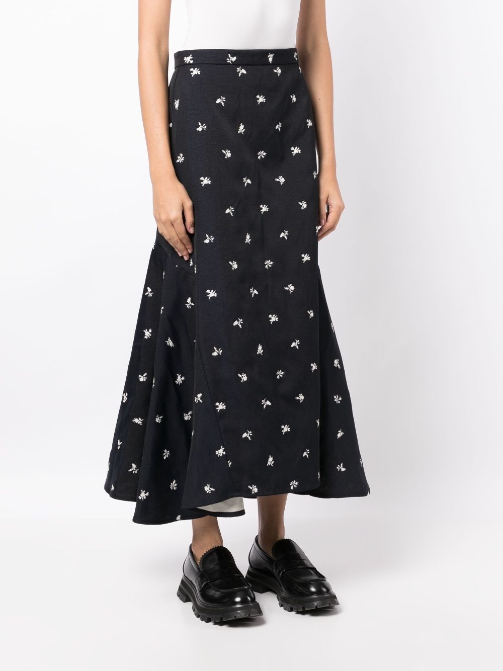 panelled bouquet-print midi skirt - 3