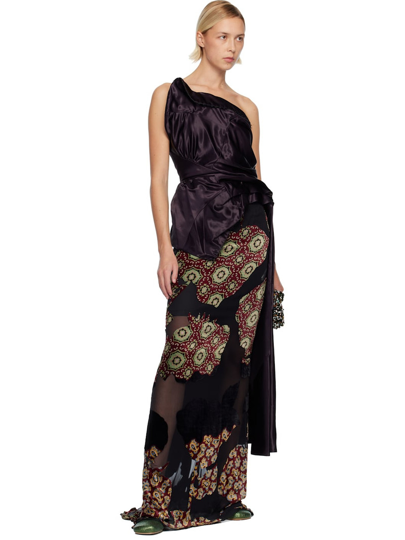 Dries Van Noten Purple Draped Satin Top outlook