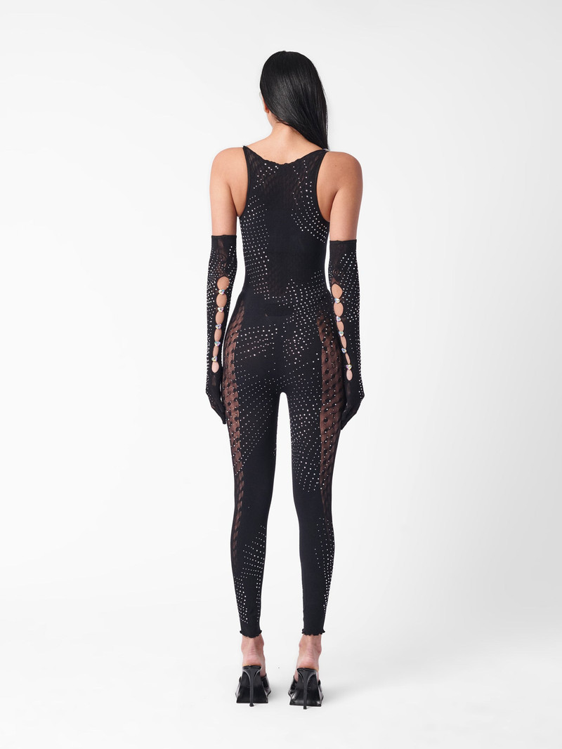 RHINESTONED JANICE JUMPSUIT X 글로브 세트 JET BLACK 4