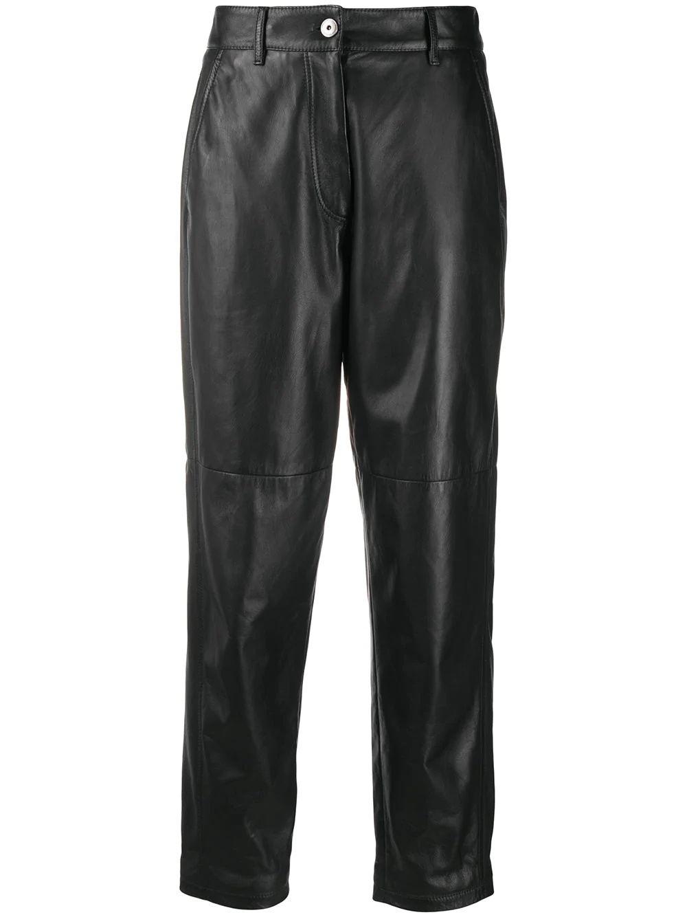 leather straight-leg trousers - 1