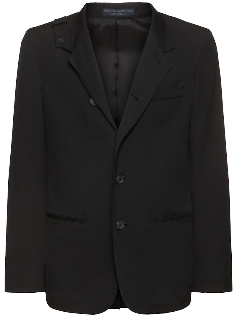 Wool gabardine single breasted blazer - 1