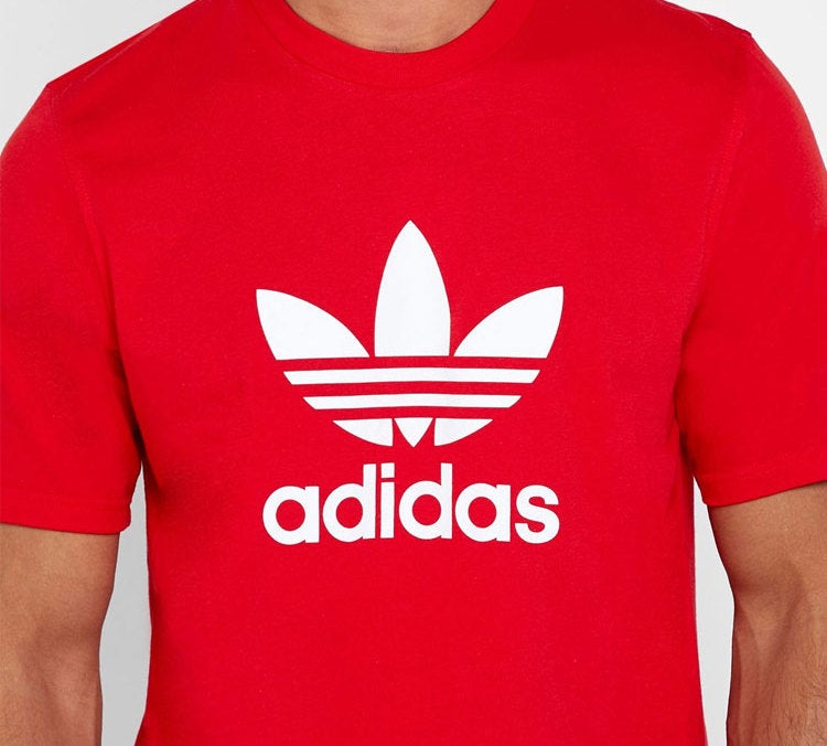 adidas originals Classic Large Logo Printing Short Sleeve Red EJ9678 - 4