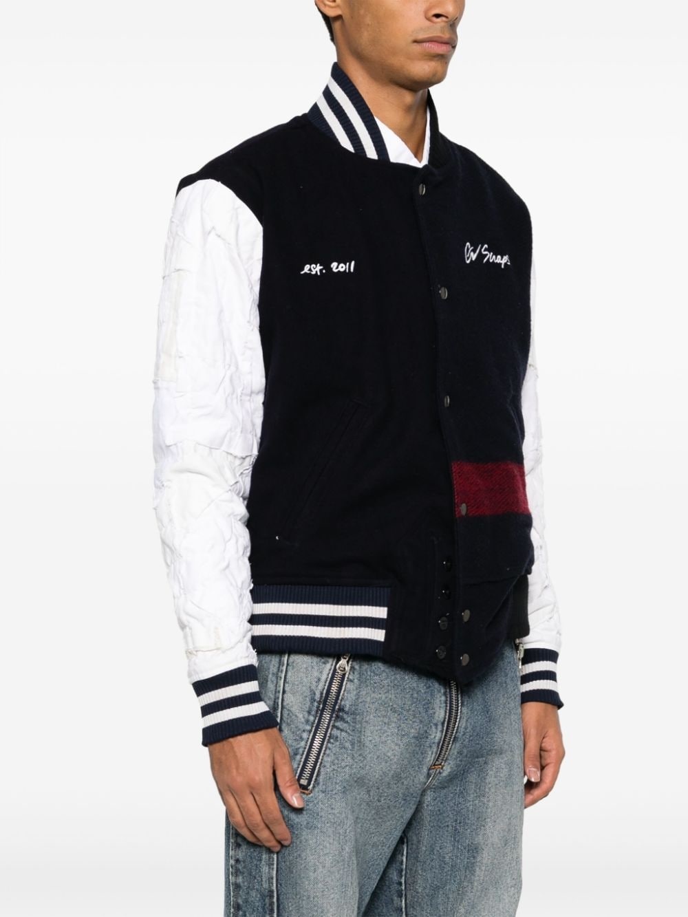 slogan-embroidered bomber jacket - 3