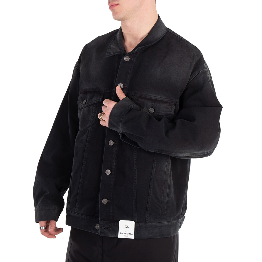Balenciaga Men's Size Sticker Denim Jacket - 2