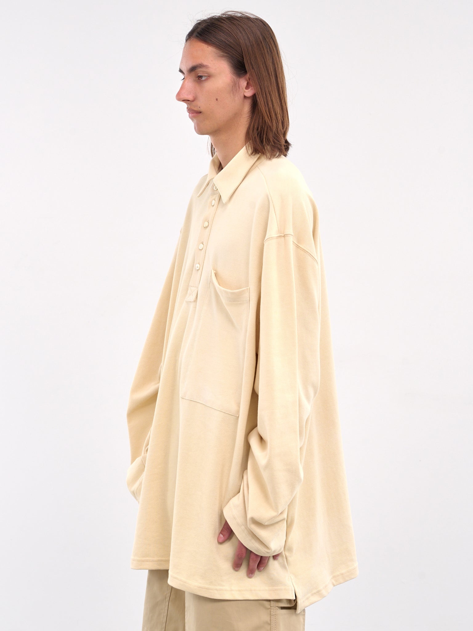Oversized Long Sleeve Polo Shirt - 2