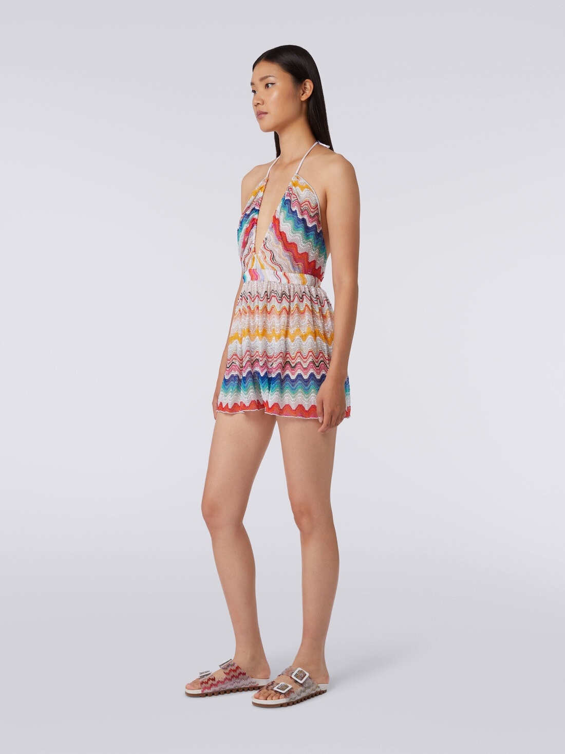 Wave motif romper with lurex - 3