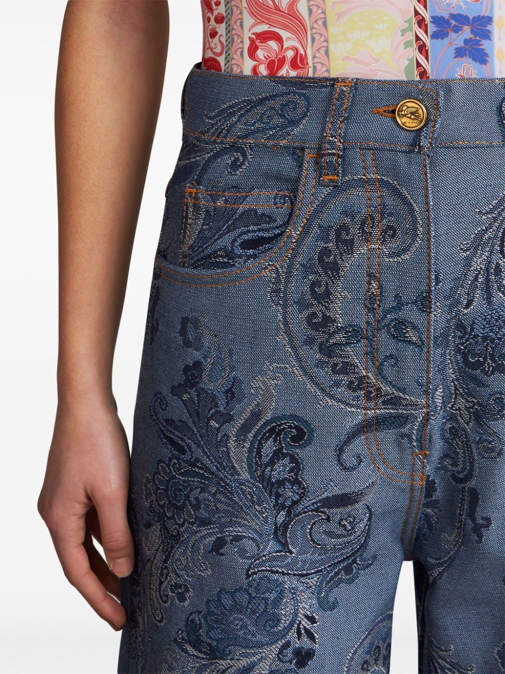 paisley-print wide-leg jeans - 5