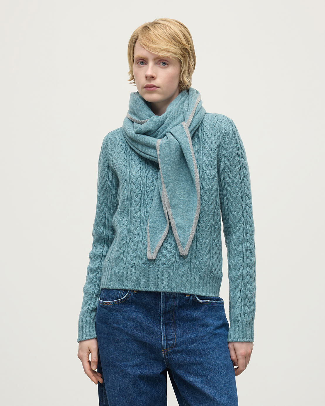 Gauzy Cashmere Green Diamond Scarf - 2