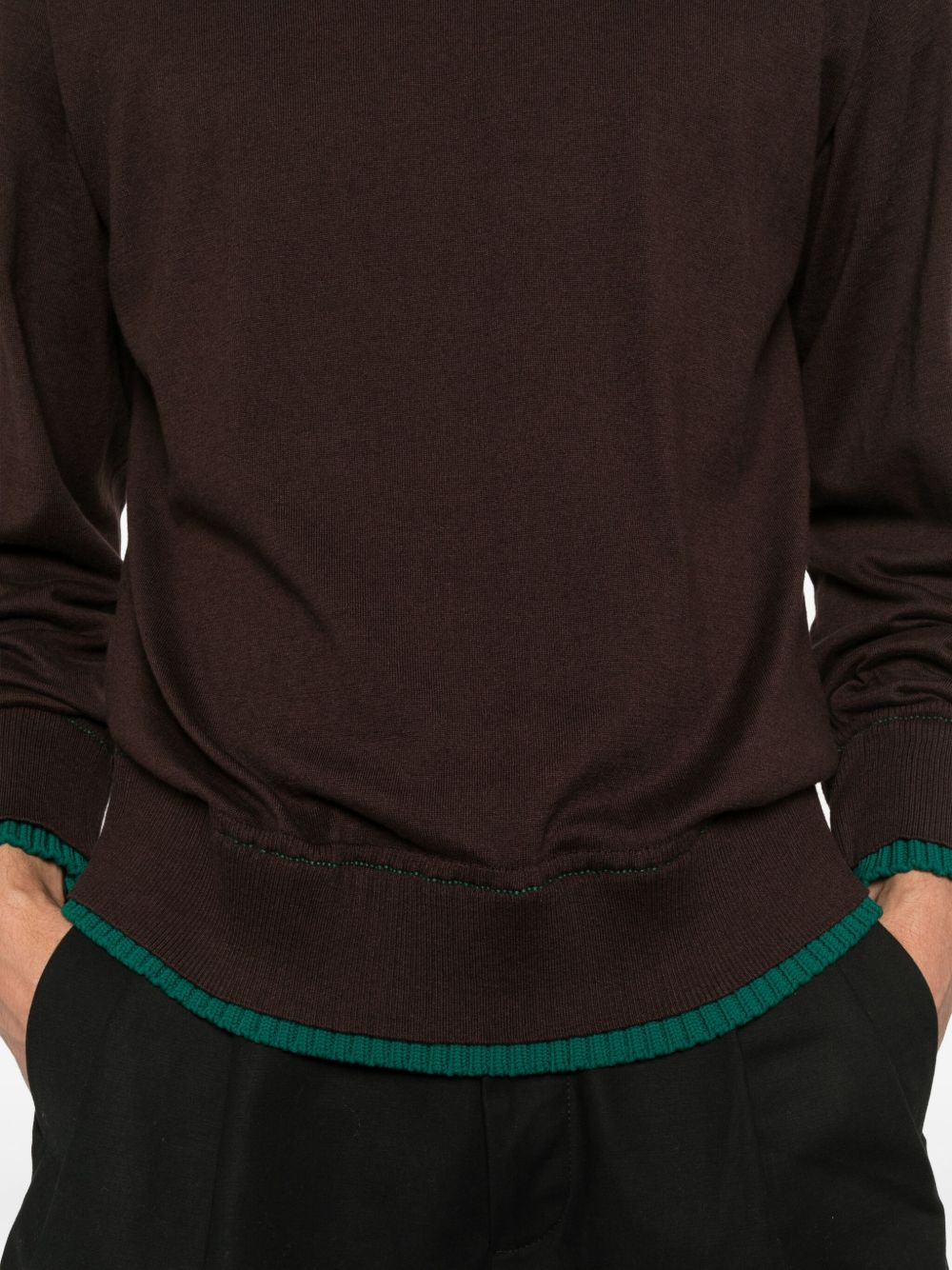 contrast-trim crew-neck sweater - 5