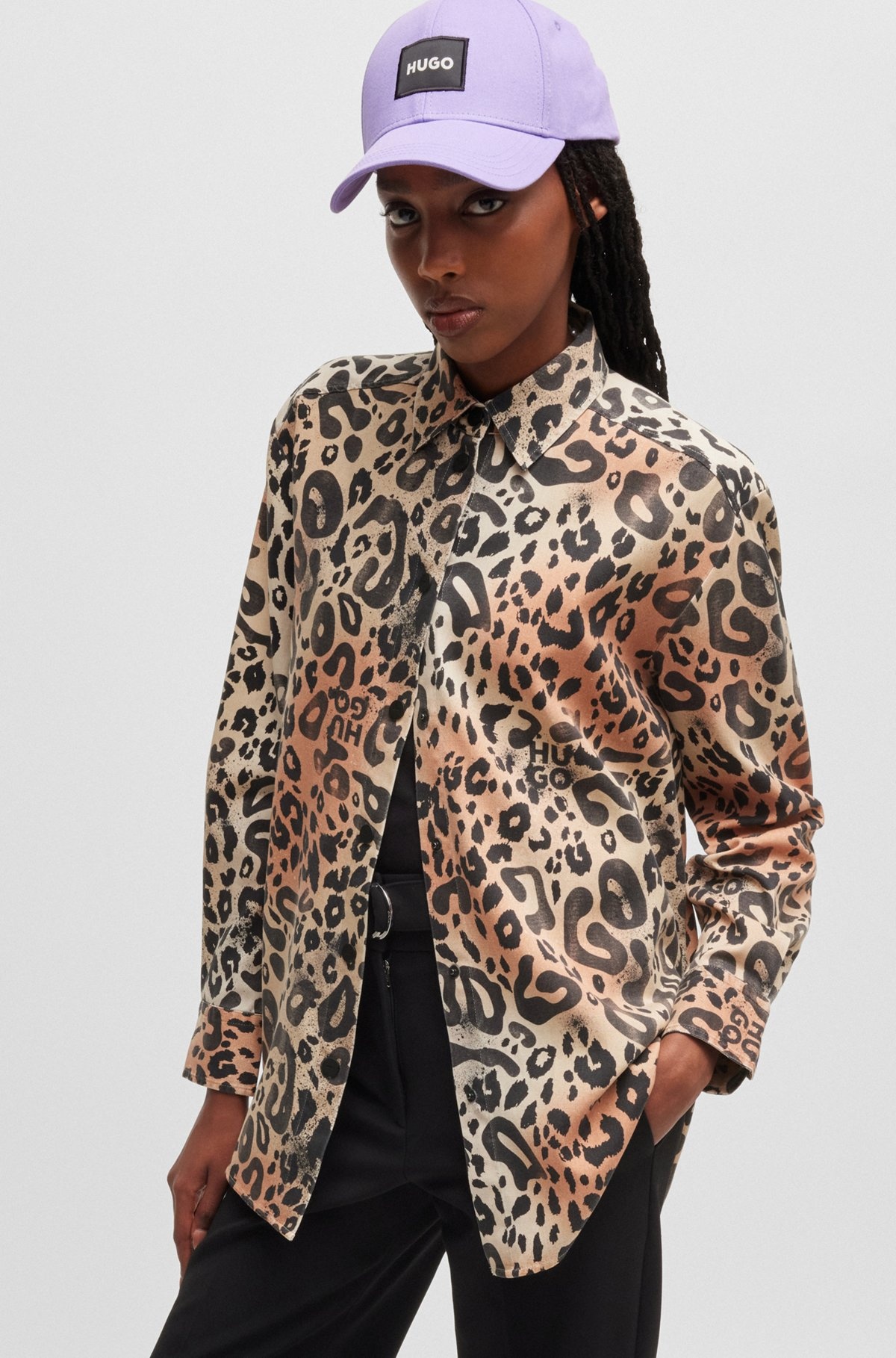 OVERSIZE-FIT BLOUSE IN LEOPARD-PRINT TWILL - 6