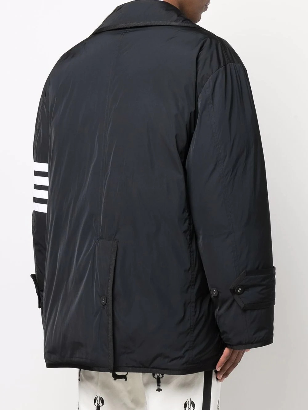 down-feather 4-Bar stripe peacoat - 4