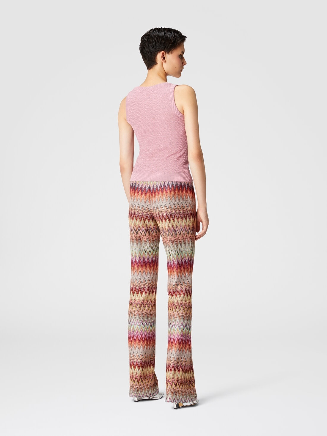 Flared zigzag knit lace trousers - 3