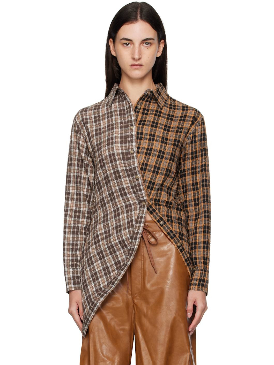 Brown Twist Check Shirt - 1
